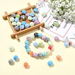 手作り磁器ビーズ60個  花  光沢釉の磁器  ミックスカラー  11x12x10mm  穴：2.5mm&nbsp;PORC-CJ0001-34