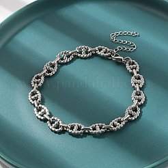 304ステンレススチール製オーバルリンクチェーンブレスレット（男性用・女性用）  ステンレス鋼色  7-5/8インチ（19.5cm）&nbsp;BJEW-D042-47P