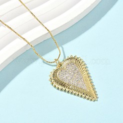 真鍮マイクロパヴェクリアキュービックジルコニアハートペンダントネックレス（女性用）  18KGP本金メッキ  17.52インチ（44.5cm）&nbsp;NJEW-D306-04G-B