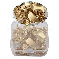 304ステンレススチールスタッドピアス金具  ピアスキャッチとカン付き  混合図形  ゴールドカラー  24個/セット&nbsp;STAS-TA0004-29