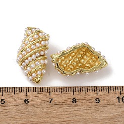 真鍮製のコンクスタッドピアス  アブソリュートプラスチック模造パール  長持ちメッキ  ラックめっき  鉛フリー＆カドミウムフリー  18KGP本金メッキ  25x15.5mm&nbsp;EJEW-H165-01C-G