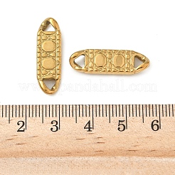 304ステンレススチールコネクタチャーム  織り目加工の長方形のリンク  イオンプレーティング（ip）  ゴールドカラー  25x8x3mm  穴：3x3.5mm&nbsp;STAS-K252-16G