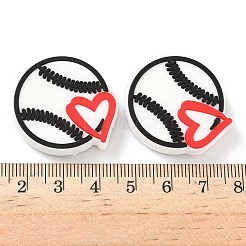 シリコンビーズ  野球  焦点ビーズ  ホワイト  29.5x7.5mm  穴：2.5mm&nbsp;SIL-I012-01D