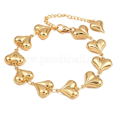 304 Stainless Steel Heart Link Chain Bracelets for Valentine's Day Gift&nbsp;BJEW-D359-17B-G