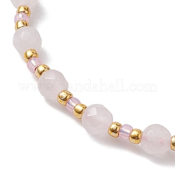 Adjustable Natural Rose Quartz & Glass Braided Bead Bracelet&nbsp;BJEW-JB10137-06
