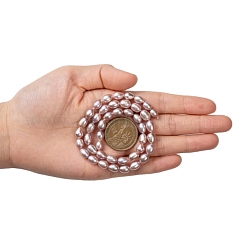 天然養殖淡水パールビーズ連売り  オーバル  プラム  7~8x7~8mm  穴：0.5mm  約35~37個/連  13.98インチ（35.5cm）&nbsp;PEAR-Q003-7mm-01