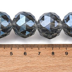 透明電気メッキガラスビーズ連売り  ラウンド  多面カット  スチールブルー  19.5x17.5mm  穴：2.3mm  約20個/連  14.09インチ（35.8cm）&nbsp;EGLA-N002-34H-F04