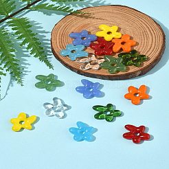 16個8色手作りランプワークビーズ  花  ミックスカラー  18~18.5x17~17.5x4~5mm  穴：3~4mm  2個/カラー&nbsp;LAMP-FS0001-28