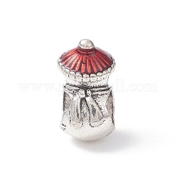 クリスマステーマ合金エナメルヨーロッパビーズ  大穴ビーズ  アンティークシルバー  雪だるま  13x7x7.5mm  穴：4.5x4mm&nbsp;MPDL-Q213-10AS