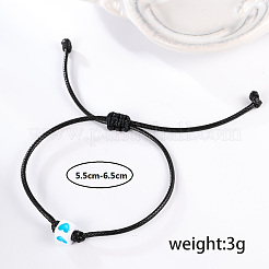 女性用PUレザーコードブレスレット  ハートの正方形  ブルー  内径：1/4インチ（0.55cm）〜1/4インチ（0.65cm）&nbsp;LS-WB1863-4