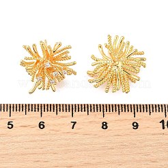 真鍮マイクロペーブクリアキュービックジルコニアスタッドピアス  タンポポ  ゴールドカラー  19.5x17.5mm&nbsp;EJEW-S270-04G