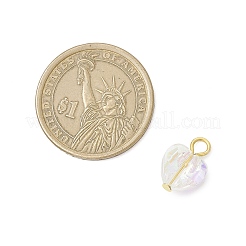 クリアガラスペンダント  ハート  鉄ループ付き  多面カット  ゴールドカラー  15x10x6.5mm  穴：2.5mm&nbsp;PALLOY-JF04114-01