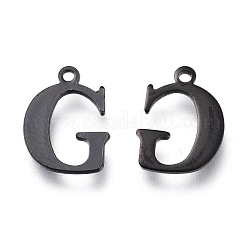 304ステンレススチールチャーム  レーザー切断  アルファベット  電気泳動黒  文字.g  12x9x0.8mm  穴：1mm&nbsp;STAS-H112-G-EB