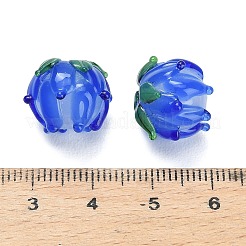 手作りランプワークビーズ  チューリップ  藤紫色  13~14.5x13.5mm  穴：1.4mm&nbsp;LAMP-F041-02-A11
