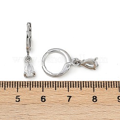 Brass Micro Pave Cubic Zirconia Teardrop Hoop Earrings&nbsp;EJEW-K309-18P-01