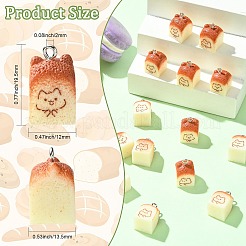 20本2色レジンペンダント  猫とトースト  プラチナループ付き  ミックスカラー  19.5x12x13.5mm  穴：2mm  10個/カラー&nbsp;FIND-CJ0005-02