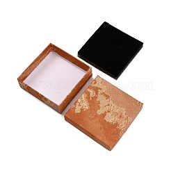 金箔加工の紙製ギフトボックス  ジュエリーセットの梱包箱  正方形  チョコレート  9x9x3.1cm&nbsp;TH-CBAF4A5-01E