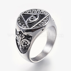 304 Stainless Steel Signet Rings for Men&nbsp;RJEW-G092-27AS-21mm