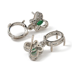 ラックメッキ真鍮、キュービックジルコニアスタッドピアス  鉛フリー＆カドミウムフリー  蝶  プラチナ  21x10mm  ピン：1mm&nbsp;KK-Z085-02P