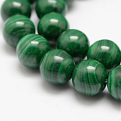 天然石マラカイトビーズ連売り  ラウンド  11.5~12mm  穴：1mm  約35個/連  15.5インチ（39.5cm）&nbsp;G-F461-05-12mm