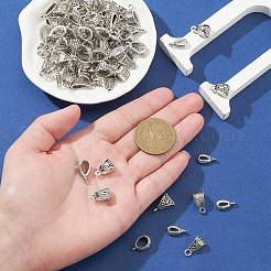 100 個 10 スタイル合金チューブベイル  ループベイル  混合形状  アンティークシルバー  9.5~15.5x4~10x5.5~9.5mm  穴：1.5~2.5mm  10個/スタイル&nbsp;PALLOY-CJ0003-07