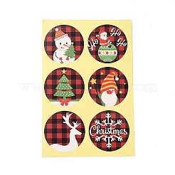 48Pcs Christmas Theme Round Dot Paper Picture Stickers for DIY Scrapbooking&nbsp;STIC-E003-01