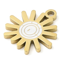 304ステンレスペンダント  エナメル  ゴールドカラー  太陽  17.5x17x1.7mm  穴：1.4mm&nbsp;STAS-F315-07G-01