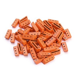 スプレー塗装合金マルチ連リンク  タイル弾性ブレスレット作り用  長方形  レッドオレンジ  5x14x4mm  穴：1mm&nbsp;PALLOY-G268-H-022