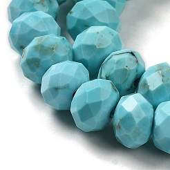 染色された天然のハウライトビーズ連売り  ファセットロンデル  淡いターコイズ  7.5~8x5.5mm  穴：1mm  約72個/連  15.31インチ（38.9cm）&nbsp;G-G023-A01-01A