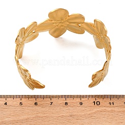 女性用304ステンレススチールカフバングル  花  1-1/4インチ（3.15cm）  内径：2-3/8インチ（6.1cm）&nbsp;BJEW-P347-02C