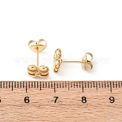304ステンレススチールフラワースタッドピアス  イオンプレーティング（ip）  18KGP本金メッキ  8x8mm&nbsp;EJEW-K268-83G