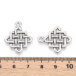 チベットスタイル合金中国結びのペンダント  無鉛の  アンティークシルバー  25x21x2mm  穴：2mm  約438個/1000g&nbsp;TIBEP-872-AS-RS