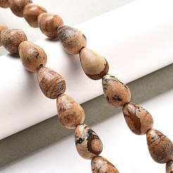天然石ピクチャージャスパービーズ連売り  ティアドロップ  12x8mm  穴：1.2mm  約33~34個/連  15.16~16.54''（38.5~42センチメートル）&nbsp;G-B106-A18-02
