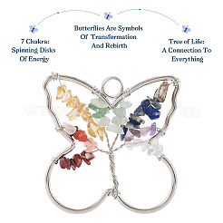 5Pcs 7 Chakra Gemstone Chips Alloy Pendants&nbsp;G-TA0001-40