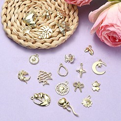 40 個 20 スタイルラックメッキ合金ペンダント  混合形状  ライトゴールド  11.5~30x11~22x2~4.5mm  穴：1.4~2mm  2個/スタイル&nbsp;FIND-YW0004-85