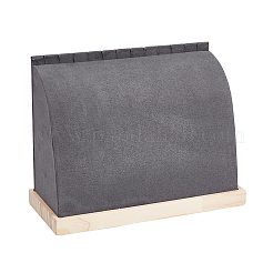 PUイミテーションレザーネックレススタンド  ウッドベースと  グレー  20.8x9x15.7cm&nbsp;NDIS-WH0006-19B