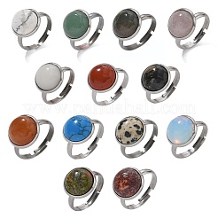 Half Round Natural & Synthetic Gemstone Finger Rings&nbsp;RJEW-M062-01P-23
