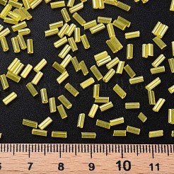 透明色光沢ガラスラッパビーズ  丸い穴  きいろ  3~8x2mm  穴：0.7mm  約450g /ポンド&nbsp;SEED-N005-001-A12