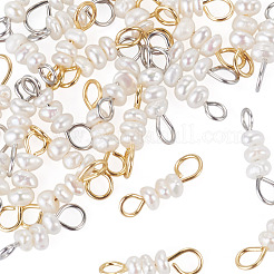 30Pcs 2 Styles Natural Pearl Rondelle Beaded Connector Charms&nbsp;PALLOY-TA00392