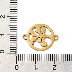 304ステンレススチールコネクタチャーム  生命の木リンク付きフラットラウンド  ゴールドカラー  19x14.5x1mm  穴：1.8mm&nbsp;STAS-D013-02A-G