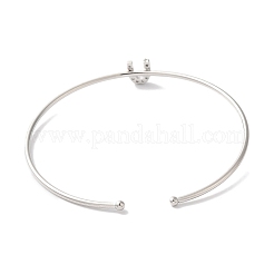 Rack Plating Brass Micro Pave Clear Cubic Zirconia Letter Open Cuff Bangles&nbsp;BJEW-A018-01P-U
