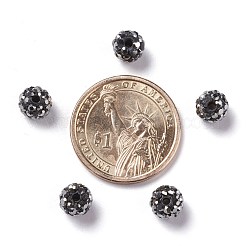 パヴェボールディスコビーズ  樹脂粘土ラインストーンビーズ  ラウンド  ヘマタイト  pp13（1.9~2mm）  5列ラインストーン  8mm  穴：1mm&nbsp;RB-A140-8mm-5