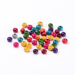 鉛フリーロンデル天然木ビーズ  染め  4mm  穴：約1.2mm&nbsp;X-YTB026