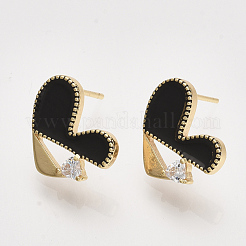 Brass Enamel Stud Earring Findings&nbsp;KK-T038-574A-G-NF