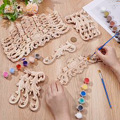 2スタイルの木彫りのオンレイアップリケ工芸品  家の装飾  花  モカシン  159~300x60~81x6.5mm&nbsp;WOOD-WA0001-01