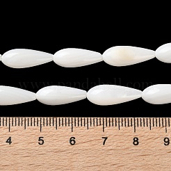 天然淡水シェルビーズ連売り  ティアドロップ  フローラルホワイト  17~18x6.5~7mm  穴：1mm  約23個/連  15.59''（39.6センチメートル）&nbsp;SSHEL-B002-16