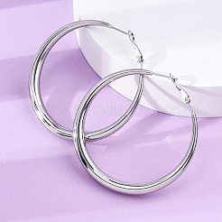 304ステンレススチールフープピアス  ステンレス鋼色  60x5mm&nbsp;EJEW-Z093-01P-02