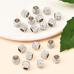 Rondelle真鍮ラインストーンビーズ  大穴ビーズ  カドミウムフリー＆鉛フリー  プラチナ  クリスタル  8.5x7.5mm  穴：4.8mm&nbsp;CPDL-I003-01