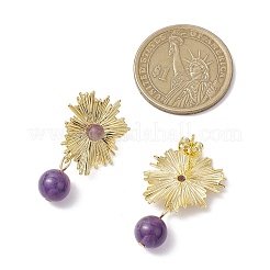4 Pairs 4 Style Brass Mixed Stone Stud Earrings for Women&nbsp;EJEW-JE06244