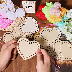 Diy編み物ツール  木製の縫い糸巻き板とプラスチック製の糸編み針とアクリル繊維の糸付き  ハート  90x100x3mm&nbsp;TOOL-GL0001-14B